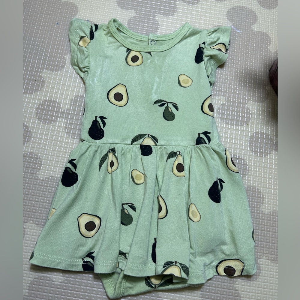 👶🌸 Kyte BABY Green Avocado Print Kids Dress(3-6m) -Shop Kindness 👶🌸